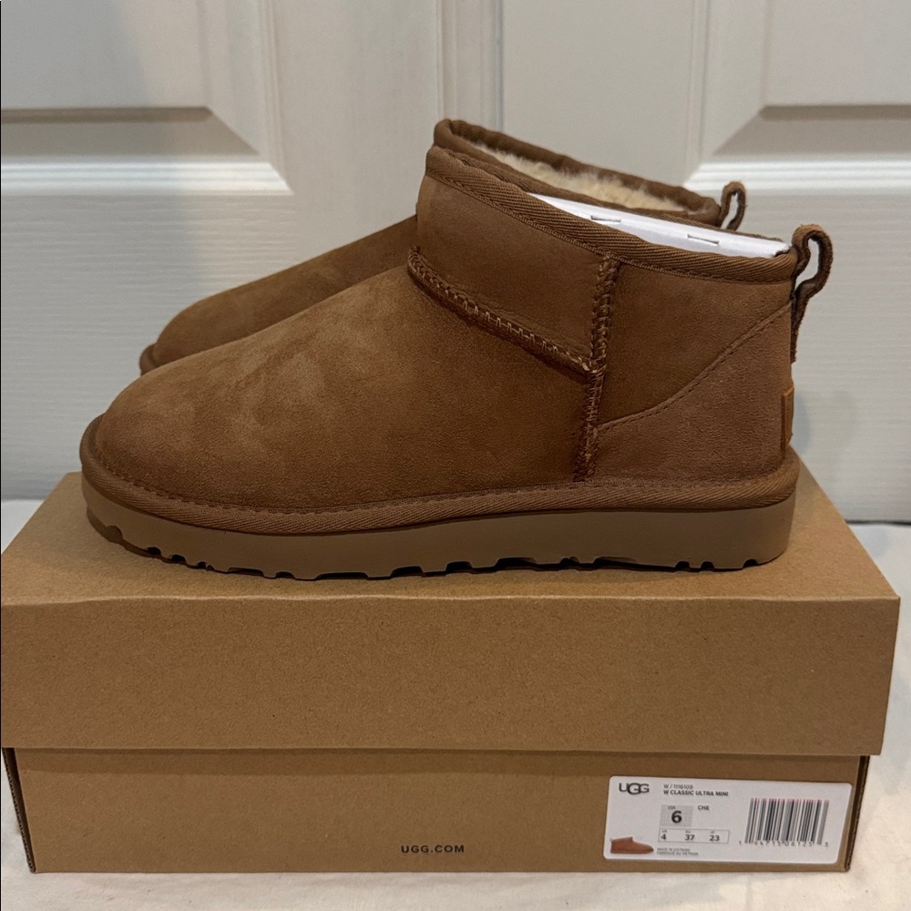 NWT. UGG Womens Chestnut Classic Ultra Mini Boot Size 6